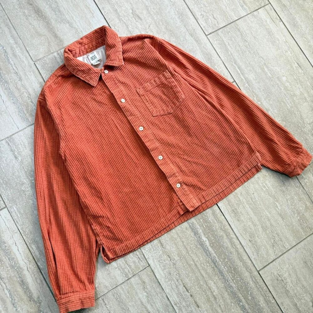 BDG Urban Outfitters Corduroy Button Up Shirt Jacket Shacket Orange Rust XL